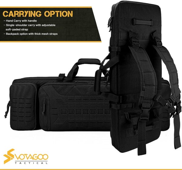 VOTAGOO Double Rifle Case Gun Bag, Safely Long-Barrel Firearm Transportation Cases  Locks, All-Weather Soft Tactical Range Bag Ackpack For Shotgun Spacious Heavy Duty - Image 7